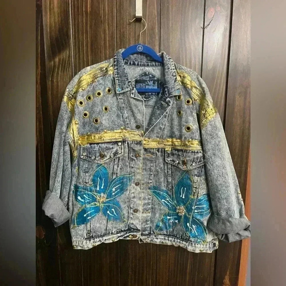 Vintage 90’s Statement Piece Flower Bedazzled Jacket- Rare- Peak 90’s-size: XL - Picture 4 of 16